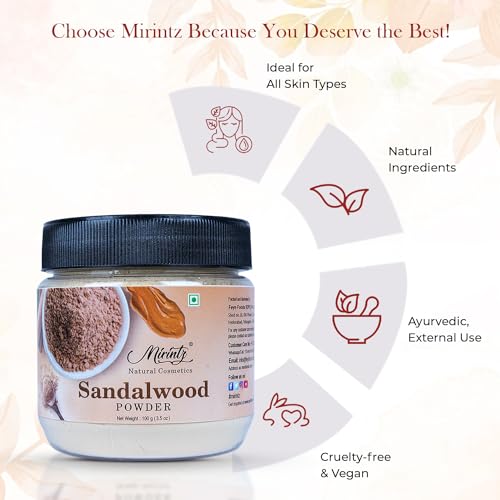 100% Natural Sandalwood Powder - 3.5oz Chandan for Glowing Skin