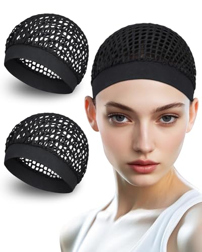 2 Pack Black Hair Nets for Sleeping - Comfortable & Secure Fit