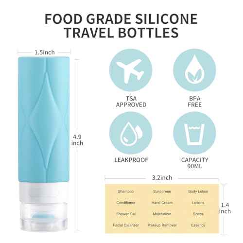 4 Pack Travel Bottles,Leak Proof TSA Approved Travel Size Containers (60ML 5PACK)