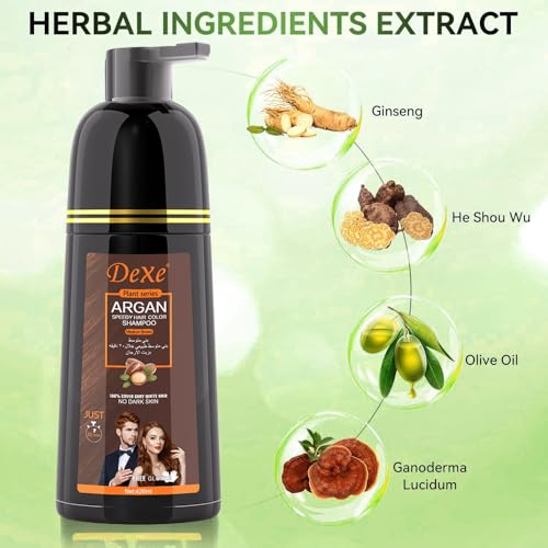 Medium Brown Hair Dye Shampoo 420ml - 3-in-1 Formula