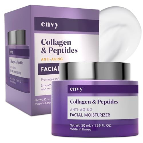 Envy Collagen & Peptides Face Moisturizer Cream - Improves Skin Texture, Reduces Fine Lines & Wrinkles, Anti-aging Day Cream - Cruelty Free Korean Skin Care For All Skin Types - 1.69 Fl. oz