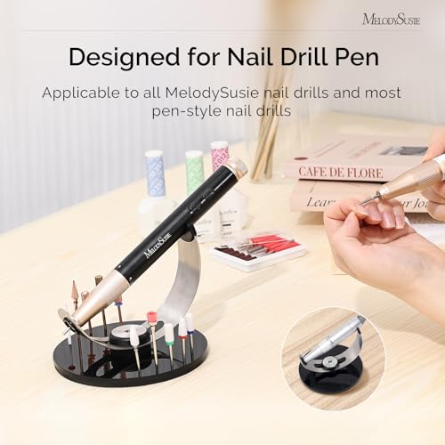 MelodySusie Portable Electric Nail Drill,PC120B Compact Efile with MelodySusie Nail Drill Pen & Bits Holder Stand