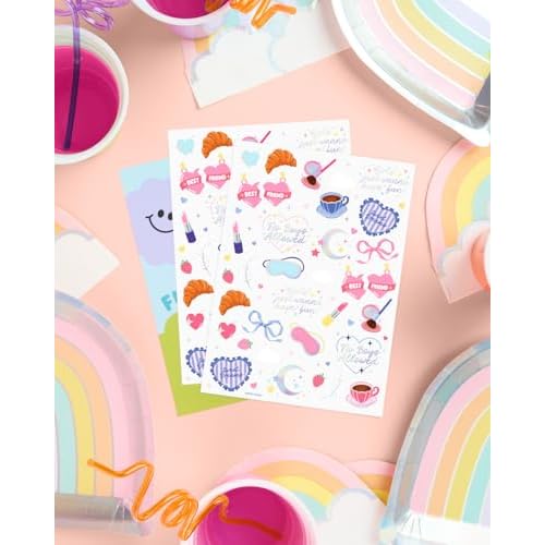 xo, Fetti Sleepover Temporary Tattoos - 72 Iridescent Foil Pcs | Birthday Decorations, Girls Pajama Night Accessory, Cute Kids Activity, Slumber Party Favor