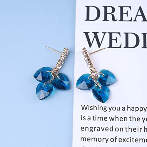 Blue Sapphire Tassel Drop Earrings Gold Plated