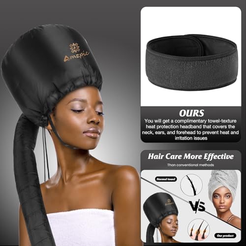 Bonnet Hair Dryer Attachment - Soft Adjustable Hood Cap