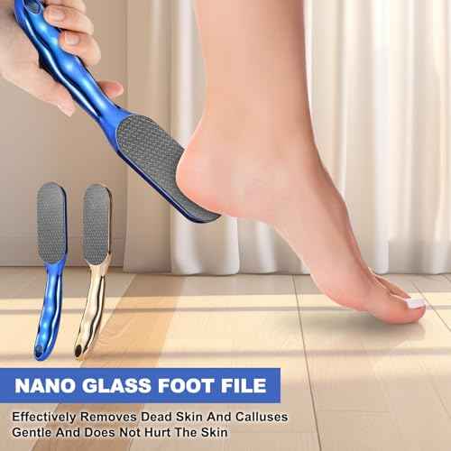 Veinsgrain Foot File, Nano Glass Foot File, Hard Skin Remover Nano-Glass Foot File, Veins Grain Foot File, Professional Foot Care Tools, Pedicure Tool for Smooth Feet (Gold)