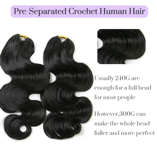 MsFan Human Crochet Hair Body Wave 14 Inch 60g 50 Strands - Reusable Extensions