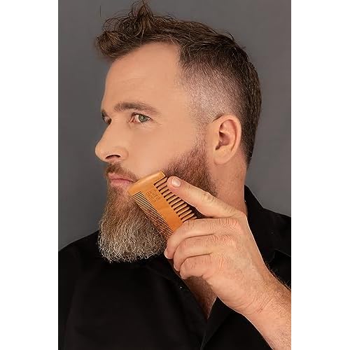 Premium Beard & Mustache Grooming Kit: Boar Bristle Brush & Wide Tooth Comb - Tame & Style Your Facial Hair - Achieve a Flawless Look - for Men - Order Now!