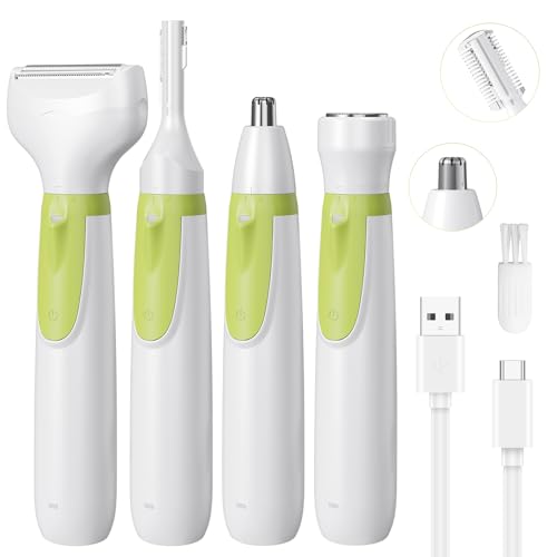 Electric Razor for Women- 4 in 1 Electric Shaver for Women, Wet & Dry Bikini Trimmer and Facial Hair Remover,Eyebrow Razors Nose Hair Trimmer Rechargeable Personal Trimmer Groomer for Body Hair 8868