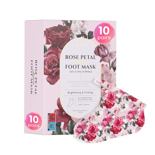 Koelf Rose Petal Satin Foot Mask - Intensive Moisturizing Socks (10 Pairs)