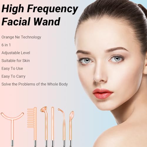TUMAKOU High Frequency Facial Wand with 6 Glass Tubes