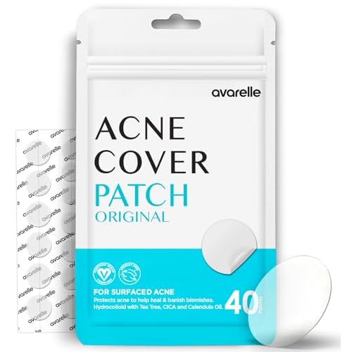 AVARELLE Double Patch Kits Hydrocolloid Acne Patches, Acne Spot Treatment for Blemishes and Zit with Tea Tree Oil, Calendula Oil and Cica Oil for Face, Vegan, Cruelty Free (40CT Original + Variety)