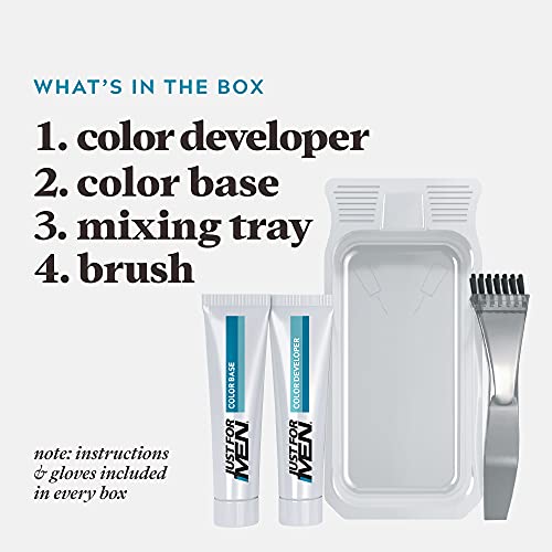 Just For Men Mustache & Beard, Beard Coloring for Gray Hair with Brush, With Keratin Biotin Aloe and Coconut Oil for Healthy Facial Hair - Medium-Dark Brown, M-40, Pack of 1 (Packaging May Vary)