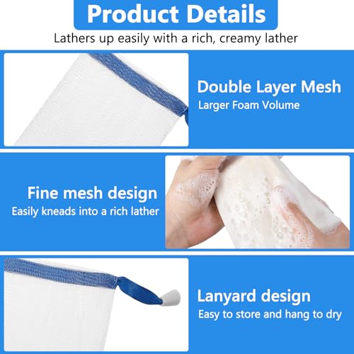 10 Pcs Soap Mesh Bags with Drawstring - Exfoliating Pouch Set