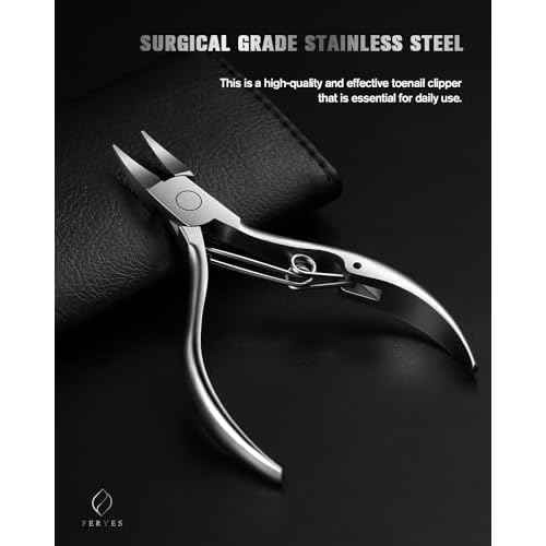 FERYES Toe Nail Clippers for Thick & Ingrown Toenails - Stainless Steel Thick Toenail Clippers for Seniors, Precision Grip Fingernail Clippers for Effortless Trimming - Silver