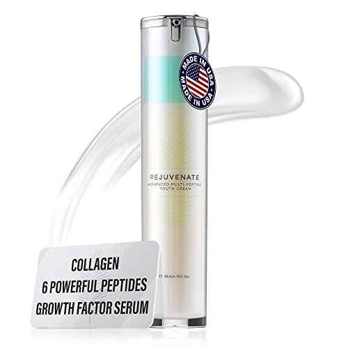 REJUVENATE Growth Factor Cream - Ultimate Hydrating Face Cream Moisturizer, Multi-Peptide Cream w/Collagen Stimulators for Firm, Youthful Skin - Diminish Fine Lines, Wrinkles & Dark Circles, 50ml