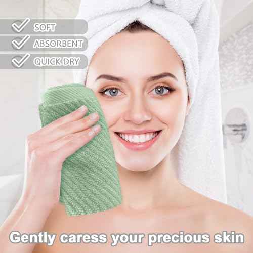 VOOVA & MOVAS Face Towels, 6PC 13"x13" - 100% Cotton | Quick Dry | Thick | Soft | Light Weight | Absorbent, Luxury Face Towels for Bathroom & Showering, Bathroom Decor, Mint Green