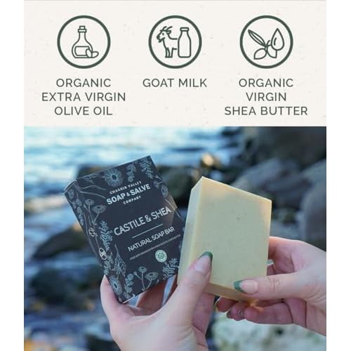 Chagrin Valley Natural Soap Bar - Organic Castile & Shea Butter - For Sensitive Skin and Itchy Skin Relief - Large 5.6 oz Unscented Bar Soap For Women and Men