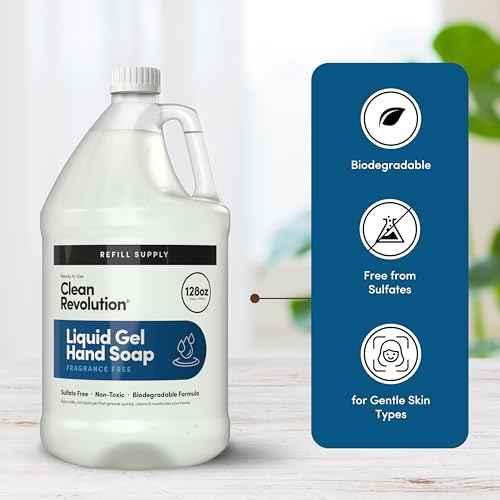 Clean Revolution Liquid Gel Hand Soap, Silky Rich Liquid, Quick Lather, Fast Rinsing, (Fragrance Free) 128 Fl Oz