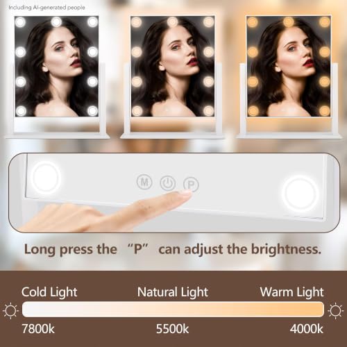 Lighted Makeup Mirror with 9 LEDs & 10X Magnification, Touch Control
