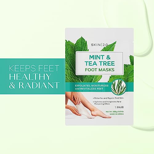 Tea Tree & Mint Foot Masks - Soothing Hydration & Exfoliation - 3 Pairs