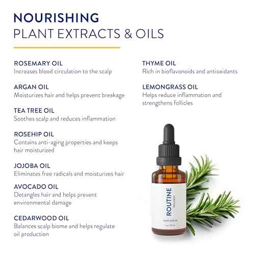 Routine Wellness Hair Treatment Serum for Thinning Hair - Plant-Based Rosemary, Tea Tree & Argan Oils Blend for Strength, Shine & Softer Hair - Clean Ingredients, All Hair Types - 30ml (Pack of 3)