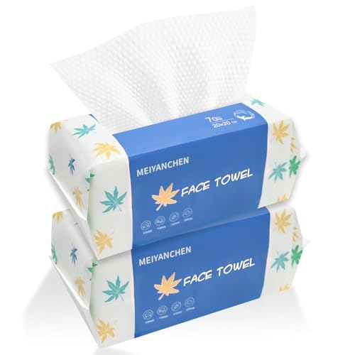 Disposable Face Towel 140 Count, Extra Thick Soft Cotton Facial Dry Wipes, Face Towelettes Disposable Multi-Purpose for Skin Care, Makeup Remover, Face Wipes and Facial Cleansing