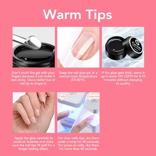 Curvlife 15g Clear Soft Gel Nail Glue for Press On Nails & Nail Tips - 3 in 1