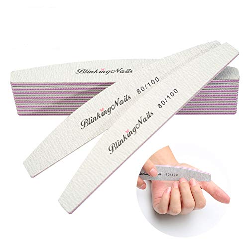 Abrasive Nail File 80/100 Grit 10Pcs Acrylic Nail Files and Buffers, Professional Washable Nail File Buffer Block with Double Sides Designed Disposable Nail Files Manicure Tools for Nail Art Care