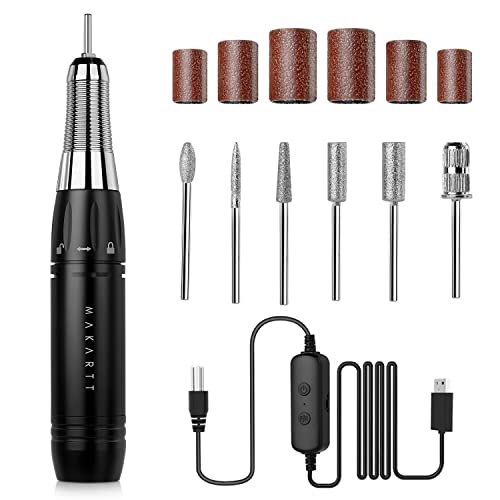 Makartt Stefy Electric Nail Drill Machine, Portable Efile Kit for Acrylic Nails Professional Mobile Travel Manicure Set with Nail Drill Bits Sanding Bands for Shaping Polishing Removing, Black