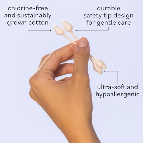 Sky Organics Organic Baby Cotton Swabs 60 Pack - Hypoallergenic, Chlorine-Free, Gentle Care