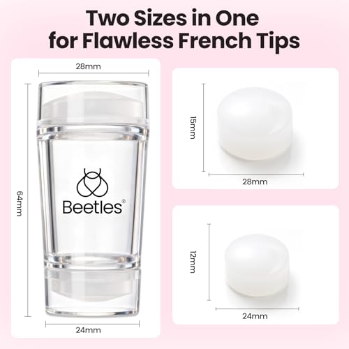 Beetles French Tip Nail Stamp Set with 6 Silicone Tips & Dual Stampers - Clear Variation A