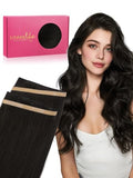 WENNALIFE Tape-In Weft Hair Extensions - 24" Remy Human Hair, Natural Black, 2 Pcs