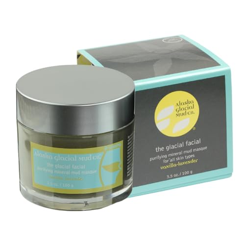Alaska Glacial Purifying Mineral Mud Mask with Glacial Clay & Botanicals | Gently Detoxifies, Hydrates & Smooths | Anti-Aging Facial for Sensitive Skin ? Vanilla & Lavender, 3.5oz