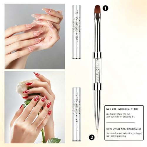 Starfa Dual-Ended Builder Gel Brush & 11mm Nail Art Liner Brush
