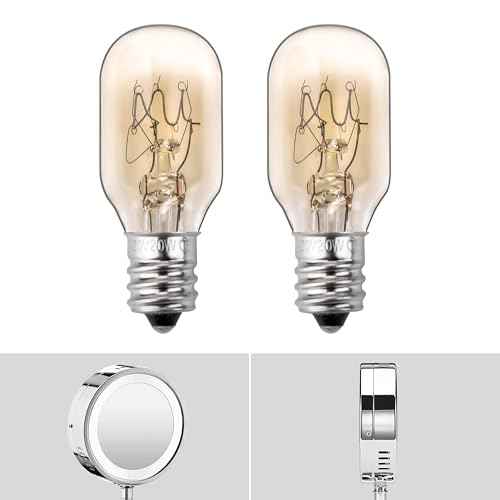 20W, 120V Incandescent Bulb Replacement, Suitable for Conair RP34B Illuminated Makeup Mirror, E12 Candle Holder Base, 2700K (20W 120V Bulb*2)
