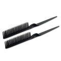 SIMPOR 3-Row Detangling Hair Comb with Rat Tail, Black