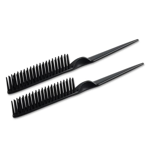 SIMPOR 3-Row Detangling Hair Comb with Rat Tail, Black