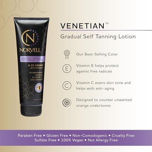 Norvell Venetian Sunless Self Tanner Gradual Color Extender Moisturizing Lotion and Tanning Mist for Face