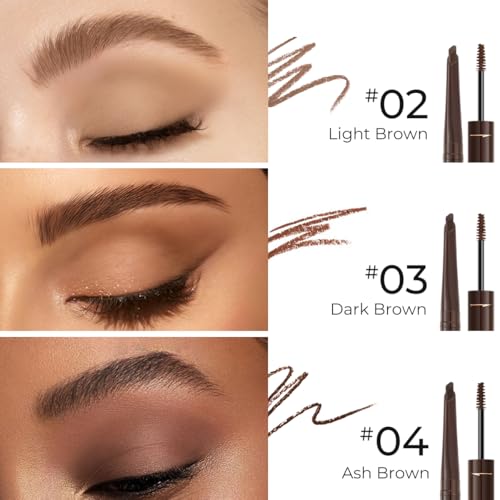 Sace Lady 2 in 1 Eyebrow Pencil & Eyebrow Gel, Dual-Ended Brow Pen & Eyebrow Brush for Fuller Brows, Fluffy & Precise, Waterproof Long-Lasting Eyebrow Pen for Women(03 Dark Brown)