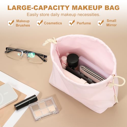 uxcell 2-Pack Canvas Drawstring Makeup Bags - Travel Cosmetic Organizers