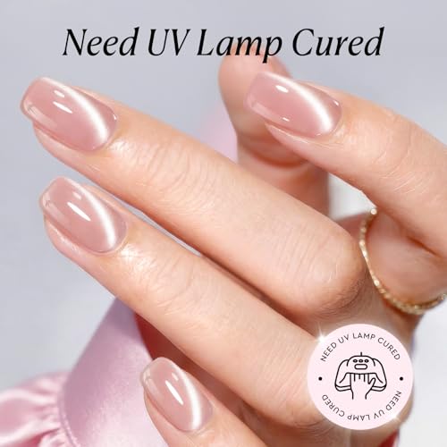 AZUREBEAUTY Pink Cat Eye Gel Nail Polish 18ML with Magnetic Stick - Nude Pink