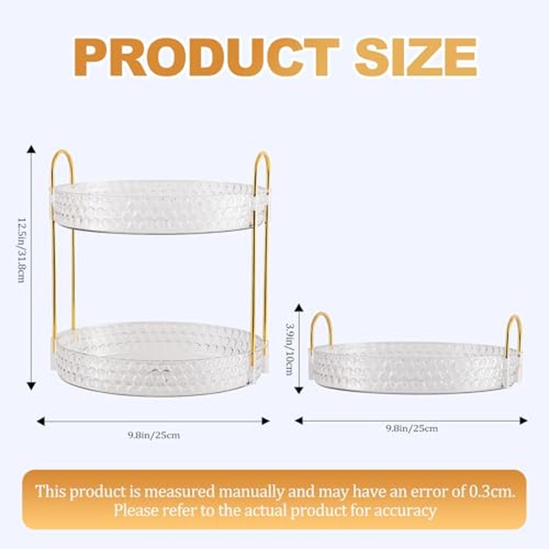 2-Tier Acrylic Lazy Susan Organizer - 360° Rotating Makeup & Skincare Storage