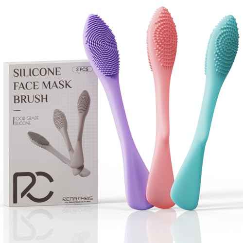 Rena Chris 3 Pcs Silicone Face Scrubber, 3 in 1 Face Mask Applicator & Facial Cleansing Brush, Pore Brush for Exfoliating, Blackhead, Skincare Applicator Tools