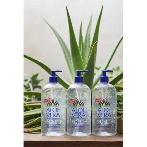 Aloe Vera Gel, 24 oz, pack 3 ? Pure, Stabilized Aloe Vera Gel for Face, Hair & Body ? Soothing Sunburn Relief, Hydration & Skin Repair ? No Added Colors or Fragrances