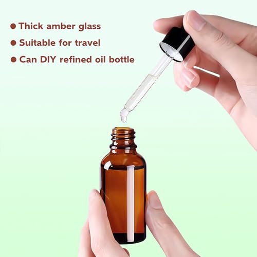 12PCS 20ml Amber Glass Dropper Bottles with Black Caps