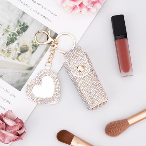Fantasyon Lipstick Holder Keychain with Mirror & Diamond