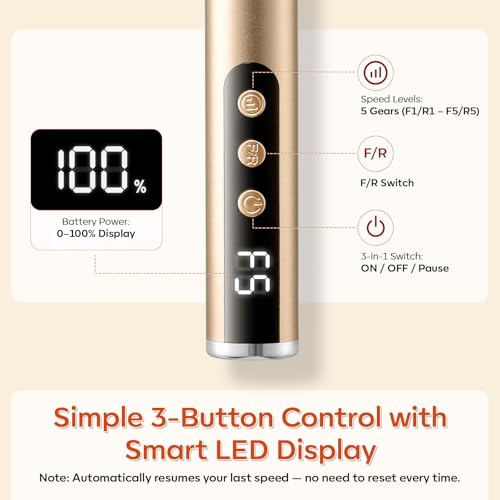 Makartt Gold Cordless Nail Drill for Beginners 25000RPM Slim E-File Kit