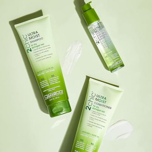 GIOVANNI 2chic Ultra-Moist Super Potion - Anti Frizz Binding Serum, Prevents Split Ends, Avocado & Olive Oil, Aloe Vera, Shea Butter, Botanical Extracts, No Parabens, Color Safe - 2.75 oz