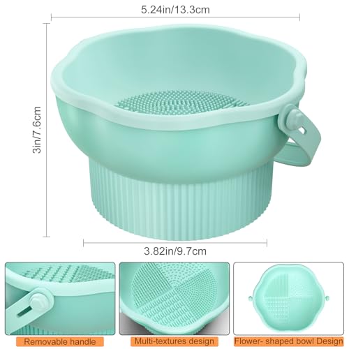 Senbowe 3 in 1 Makeup Brush Cleaner Mat with Bowl